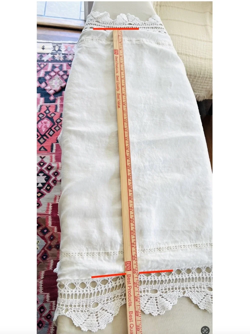 Pair of BELLA NOTTE 100% Linen Crochet Lace Euro Shams in White
